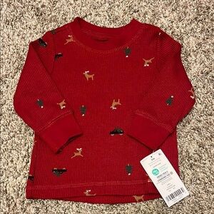 NWT Carters Christmas Kids Shirt with Animal Print size 3 months